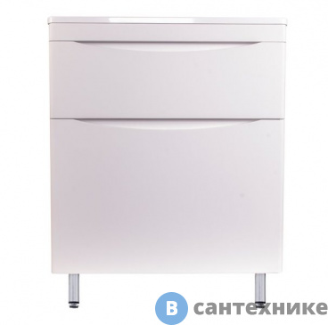 картинка Тумба под раковину Style line Бергамо мини 70 (2 ящ.) Люкс антискрейтч белый, напольная PLUS (2000949236575)