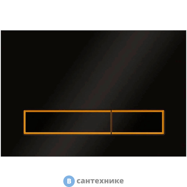 Смывная кнопка Veconi SQUARE DESIGN VFSD003BLG (чёрный матовый, кайма золото)