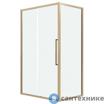 картинка Душевое ограждение Grossman Cosmo 120.K33.02.1080.32.00 (100*80*195) золото сатин, стекло прозрачное, без поддона