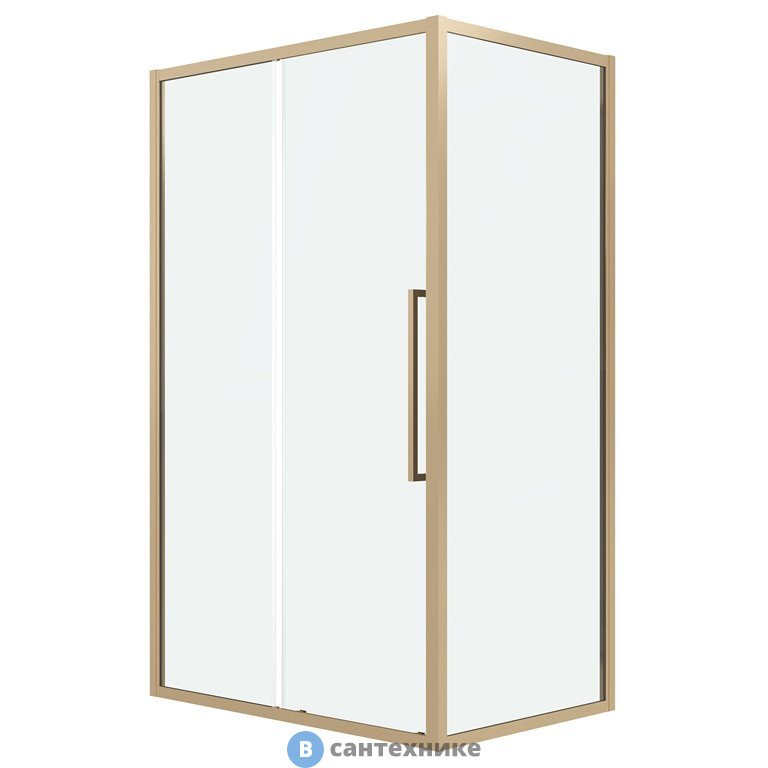 Душевое ограждение Grossman Cosmo 120.K33.02.1080.32.00 (100*80*195) золото сатин, стекло прозрачное, без поддона