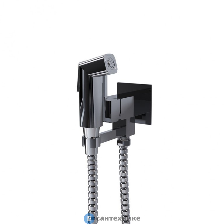 Смеситель Paini Bella BLCR442 с гиг. душем квадратный (латунь) лейка ABS, хром