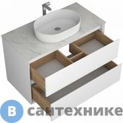 Тумба под раковину SINTESI TESLA белая 100 с двумя ящиками (SIN-TES-BLA-2-100)