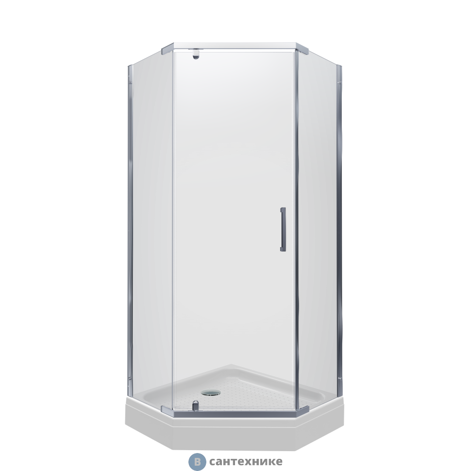 Душевое ограждение Тритон Дека-Хром, 90х90, пятиуг., низ. подд. (сифон D90 мм) (DK278)