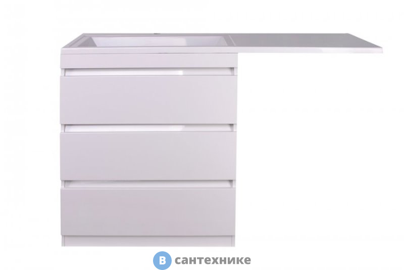 Тумба под раковину Style line Даллас 150, 3 ящика, Люкс белая, напольная PLUS (2000949236476)