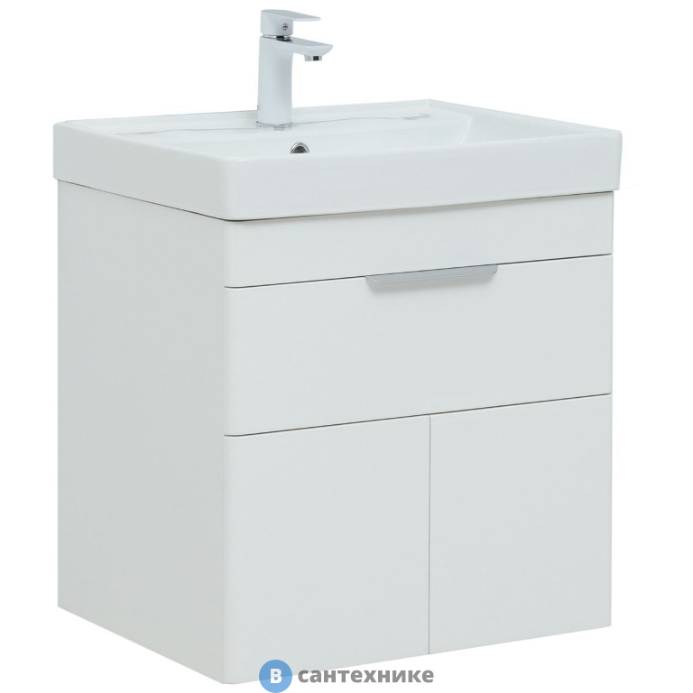 Тумба под раковину Aquanet Ирис new 60 белый глянец (1 ящик, 2 дверцы) (310148)