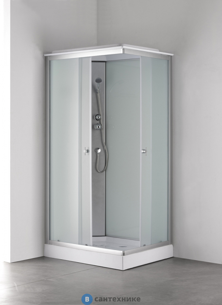 Душевая кабина Loranto CS-5180-13L F, 100*80*215 низкая, белая, прямоугольная, стекло 4 мм, поддон 13 см