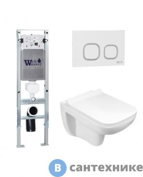 картинка Унитаз с инсталляцией WELTWASSER и кнопкой смыва (AMBERG 350 ST + KEHLBACH 004 GL-WT + AMBERG RD-WT)