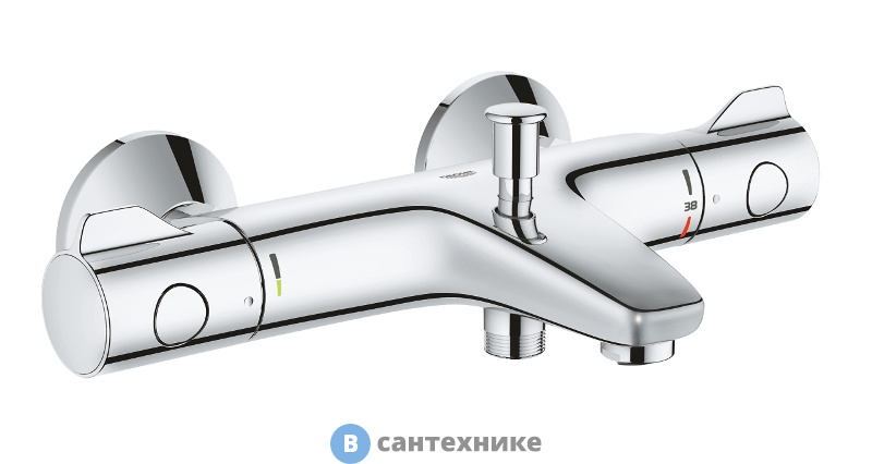 Термостат Grohe 34576000 Grohtherm 800 для ванны 1/2", регулируемый аэратор, настенный монтаж