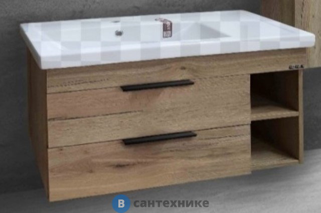 Тумба под раковину Grossman ФОРТА-80 с 2-я ящ. дуб галифакс подвесная (ум.Фостер-80 Пр.)