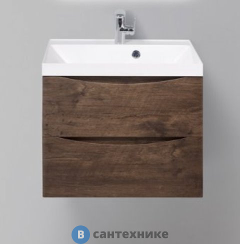 Тумба с раковиной BelBagno MARINO подвесная с двумя выкатными ящиками, Rovere Moro, 600x450x500, (MARINO-600-2C-SO-RW-P)