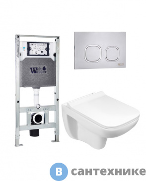 картинка Унитаз с инсталляцией WELTWASSER и кнопкой смыва (AMBERG 506 ST + KEHLBACH 004 GL-WT + AMBERG RD-MT CR)