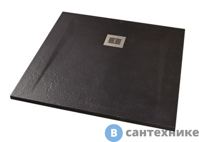картинка Душевой поддон Sanitana ROCKS SP301384384100560 900х900 черный