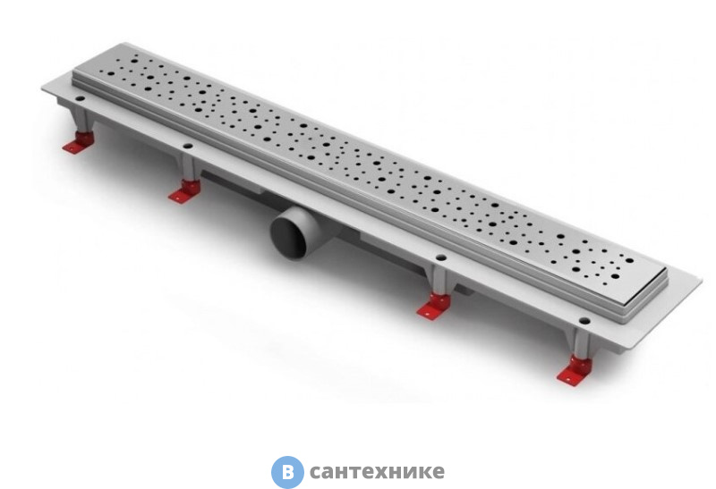 Водоотводящий пластиковый желоб AZARIO D40 (боковой слив) с решеткой Drops 550 мм (AZ-CH 550 D)