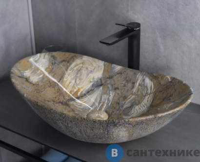 картинка Раковина накладная GID-ceramic Mnc811T под камень глянцевый (610х370х150)