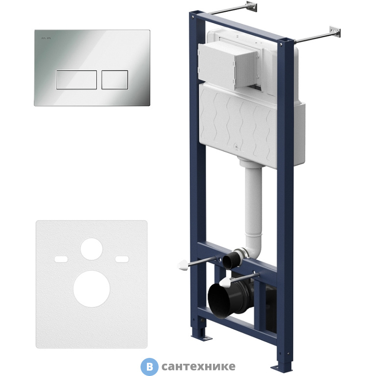 Инсталляция AM.PM I012704.7051 Pro для подвесного унитаза с пневматич клавишей Pro S пластик, глянц хром