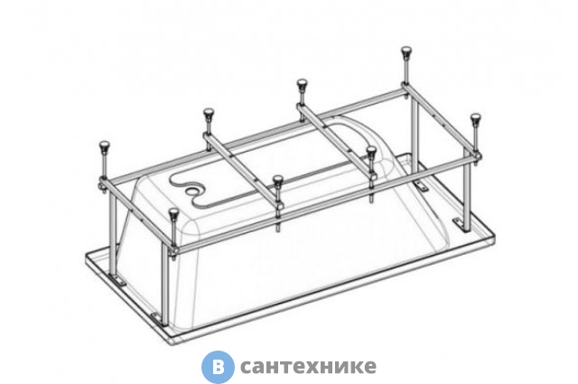Монтажный набор д/ванны Roca ZRU9303021 BECOOL каркас, слив-перелив, креп. к стене, ручки /190х90/