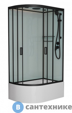 картинка Душевая кабина Frank F412/2R Black правосторонняя высокий поддон