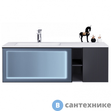 картинка Тумба с раковиной Orans BC-9013-1200L PW PU030, art marble (white) (1200x550x400)