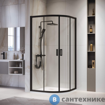картинка Душевой уголок RGW PA-52B 100*100*195 Чёрный/ Прозрачное (03085200-14), без поддона