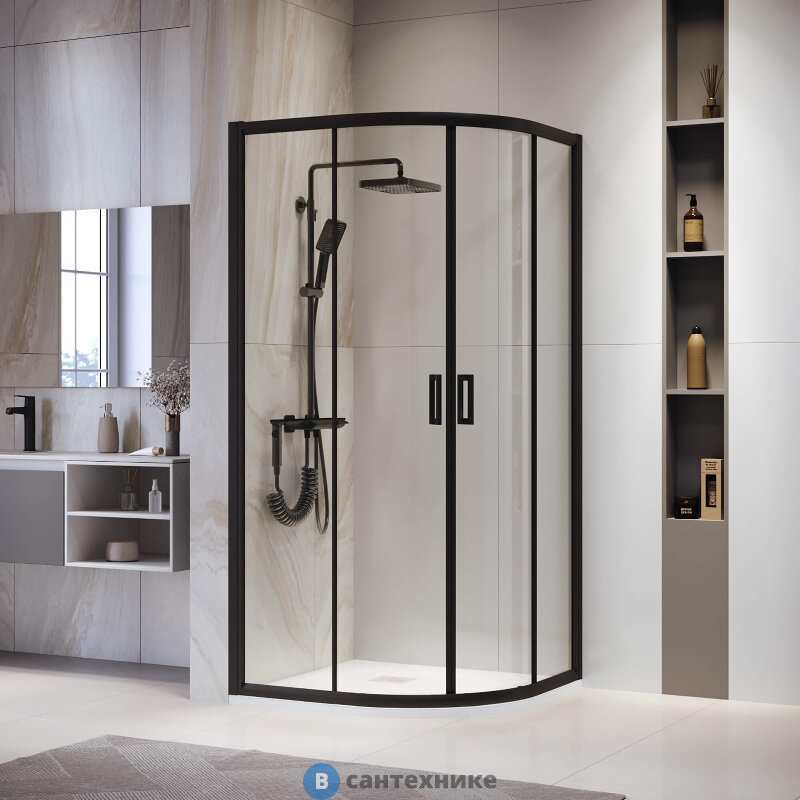Душевой уголок RGW PA-52B 100*100*195 Чёрный/ Прозрачное (03085200-14), без поддона