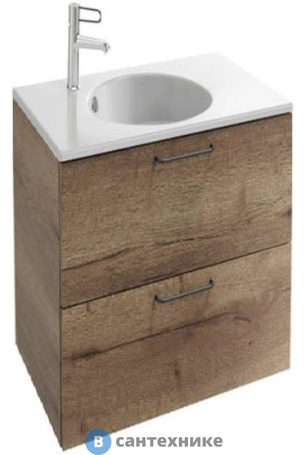 Тумба под раковину Jacob Delafon ODEON RIVE GAUCHE EB2520-R9-E52 60 см два ящика, ручки черные (дуб табак)