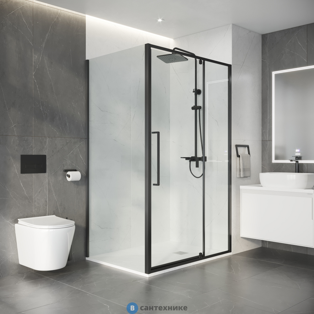 Душевое ограждение Niagara Nova NG-35-11AGR-A80GR-34 (110х80х195) прямоугольник, распашная, графит, стекло прозрачное