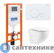 Комплект BelBagno 4 в 1 BB066CHR/BB870SC/BB002-80/BB014-SR-BIANCO (унитаз подвесной BelBagno ONDA BB066CHR с сиденьем BB870SC + система инсталляции для унитазов BelBagno BB002-80 с кнопкой смыва BB014-S)