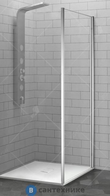 Боковая панель для ограждения 100*200 RGW Z-02 хром/прозрачное/6 мм (SV-02) (06220210-11)