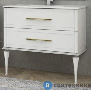 картинка Тумба под раковину Cezares TIFFANY 54951 подвесная с двумя выдвижными ящиками, с доводчиками Bianco opaco (100x46x55)