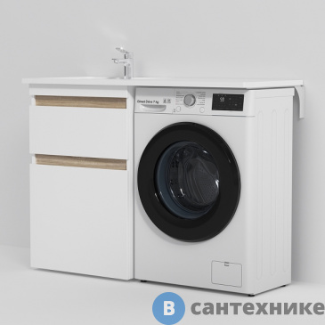 картинка Тумба под столешницу AM.PM M85AFSX0602WG X-Joy, для стиральной машины, напольная, 60 см, 2 ящика, белый гля