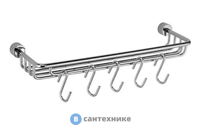 Полка-корзина с крючками WasserKRAFT Donau K-9415 металл, хромоникелевое покрытие