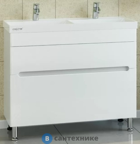 Тумба под раковину СанТа Лондон-100/2 2 ящ, напол. ум. Юпитер 100 (700174)