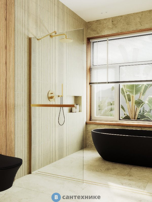 Душевая перегородка в профиле MaybahGlass 1950*690 Стекло 8 мм Бесцветное +Полотенцесушитель (MGD-720-3ш)