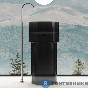 картинка Раковина ABBER Kristall AT2701Onyx-H, отдельностоящая прозрачная, чёрный