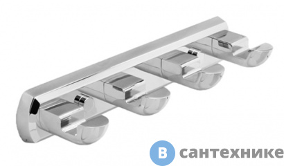 картинка Кронштейн настенный WasserKRAFT Kammel K-8374, 4 крючка металл, хромоникелевое покрытие