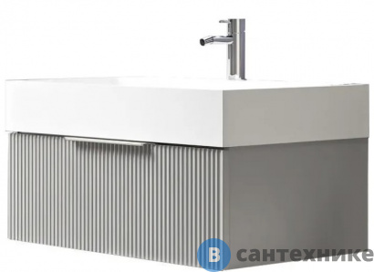 картинка Тумба под раковину Cezares PREMIUM подвесная с выдвижным ящиком, 55424 Plisse Grigio nuvola, 90x44x25