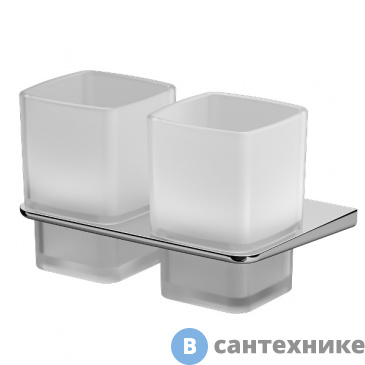 картинка Стакан AM.PM Inspire 2.0 A50A343400 двойной стеклянный с настенным держателем, хром