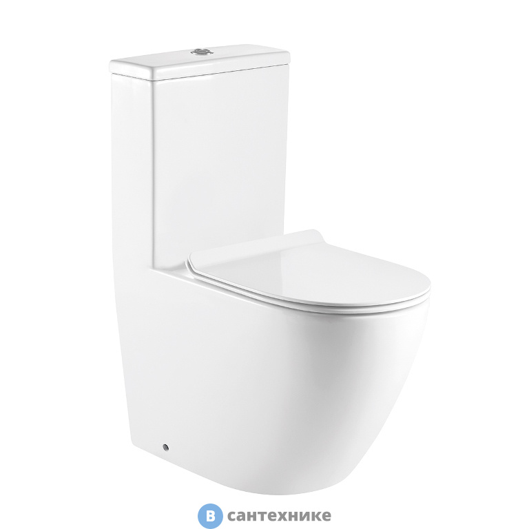 Унитаз-моноблок AZARIO MORANO AZ-1001 безободковый с сиденьем дюропласт микролифт. 680x370х830 мм