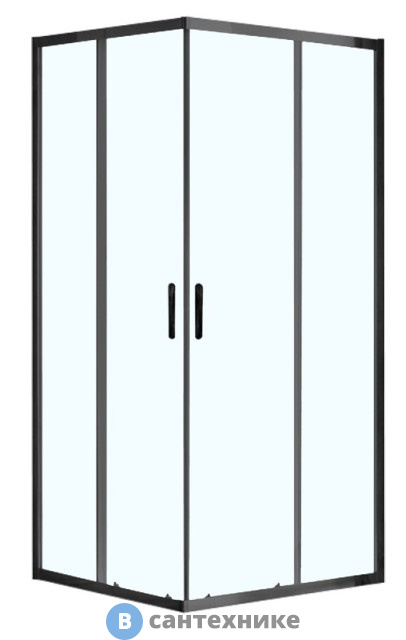 Душевое ограждение AZARIO MILTON 1000*1000*2000, без поддона стекло прозр. 6 мм, профиль чёрный (AZ-ND1142 1000 Black)