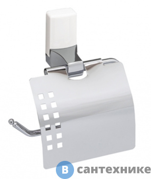 картинка Держатель туалетной бумаги WasserKRAFT Leine K-5025 White с крышкой металл, хромоникелевое покрытие