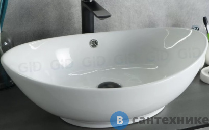 картинка Раковина накладная GID-ceramic N9019 белый (600х370х190)