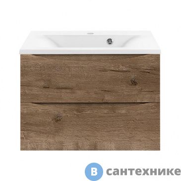 картинка Тумба под раковину Vincea Mia 650 подвесная, 2 выкатных ящика soft close, V.Oak (VMC-2MA650VO)
