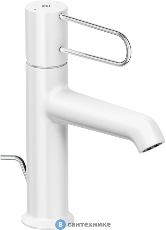 Cмеситель Jacob Delafon ODEON RIVE E21028-CP-00 для раковины с дк, корпус белый, ручка хром