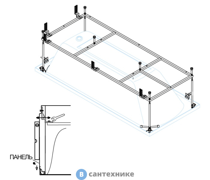 Металлический каркас Cezares EMP-150-70-MF-R для акриловой ванны