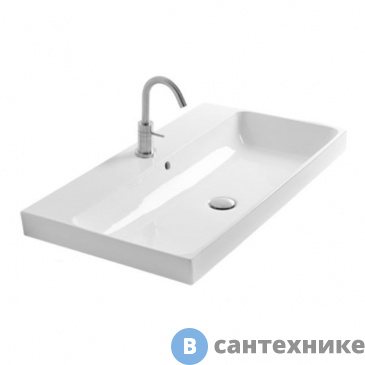 картинка Раковина AXA Normal WS11101F накладная прямоугольная 600х450х135 мм, с переливом, White Glossy