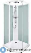 Душевая кабина IDO SHOWERAMA 10-5 90х90 COMFORT пятиугольная, белый профиль и матовое стекло на задних стенках