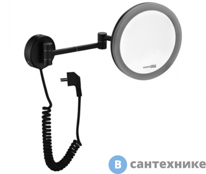 картинка Зеркало WasserKRAFT K-1004 Black с LED-подсветкой, 3-х кратным увеличением