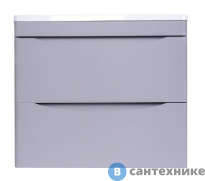 картинка Тумба под раковину Style line Бергамо мини 60 (2 ящ.) Люкс антискрейтч серый, подвесная PLUS (2000565459006)