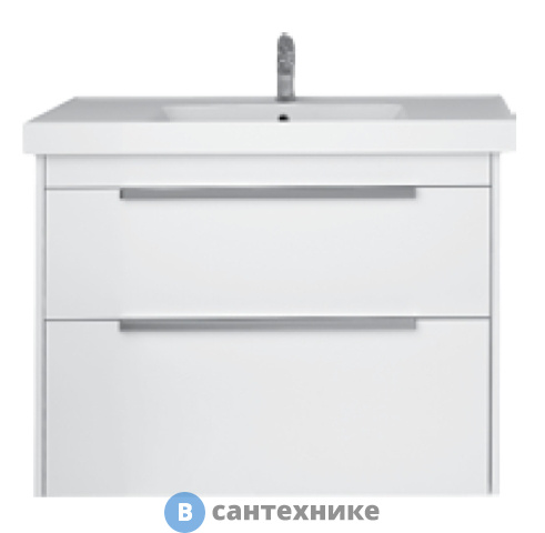 Тумба под раковину Dreja PRIME 70 подвесная/напольная, 2 ящика, белый глянец (99.9301)