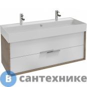 Тумба под раковину Jacob Delafon VIVIENNE EB1509-E52-N18 с 2 ящиками с хромированными ручками, 120 см, корпус дуб табак, фасад белый мела.